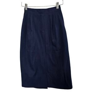 Vintage Worthington Pencil Skirt Women Small Blue 90s Preppy Academia Twee Retro